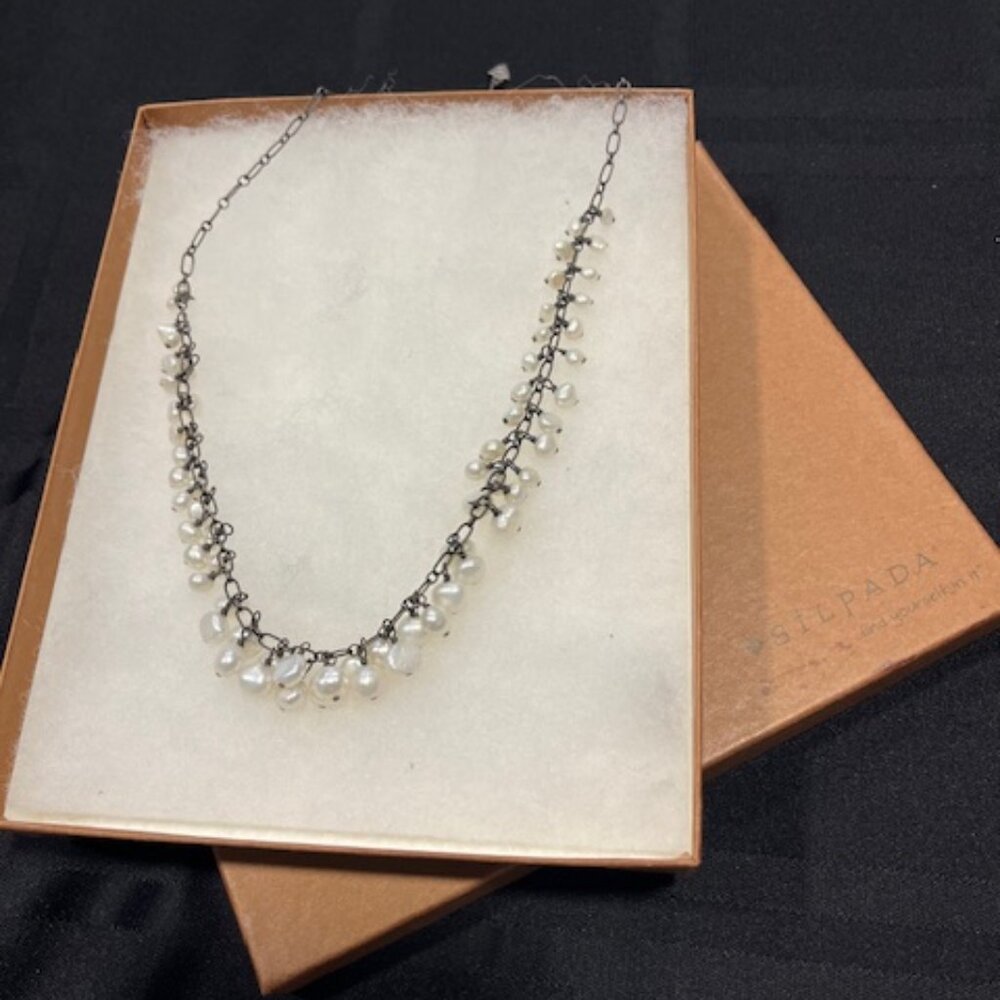 Silpada Freshwater Pearl Crystal Sterling Silver Bead Necklace .925